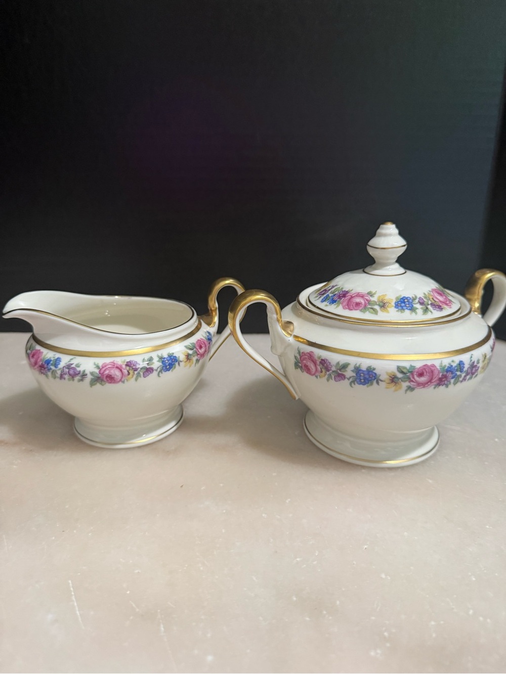 Vintage Cream and Covered Sugar Bowl Manor by CASTLETON